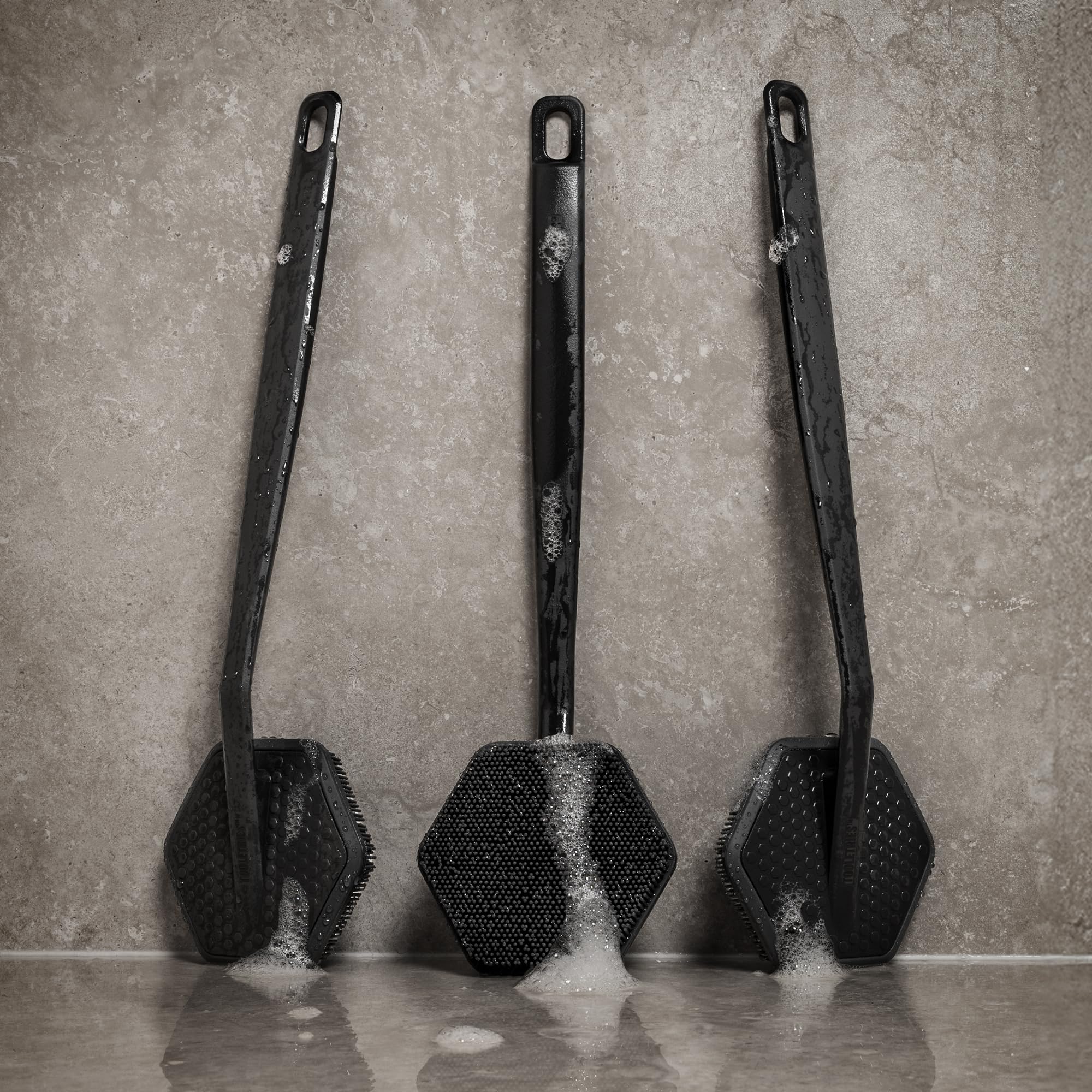 TOOLETRIES close-up of silicone bristles highlighting gentle exfoliation