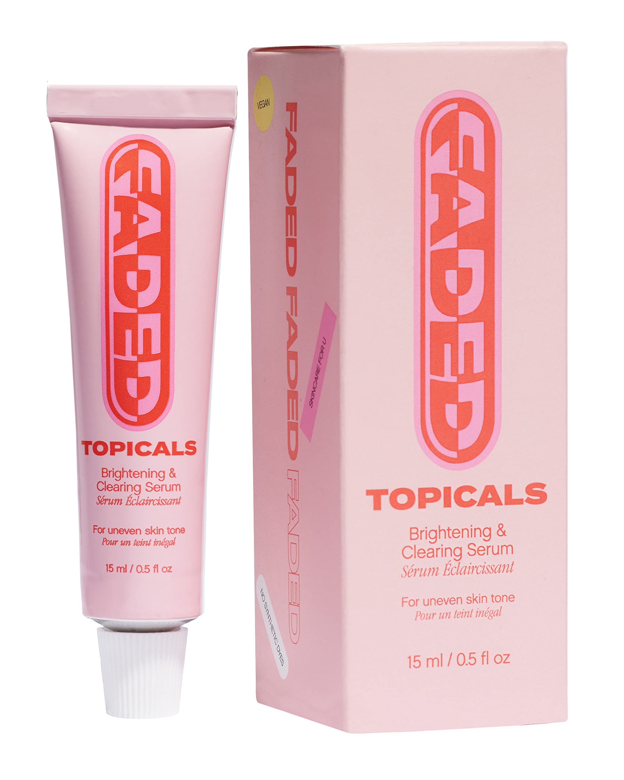 Topicals faded front packaging showing bottle and box for identification and trust