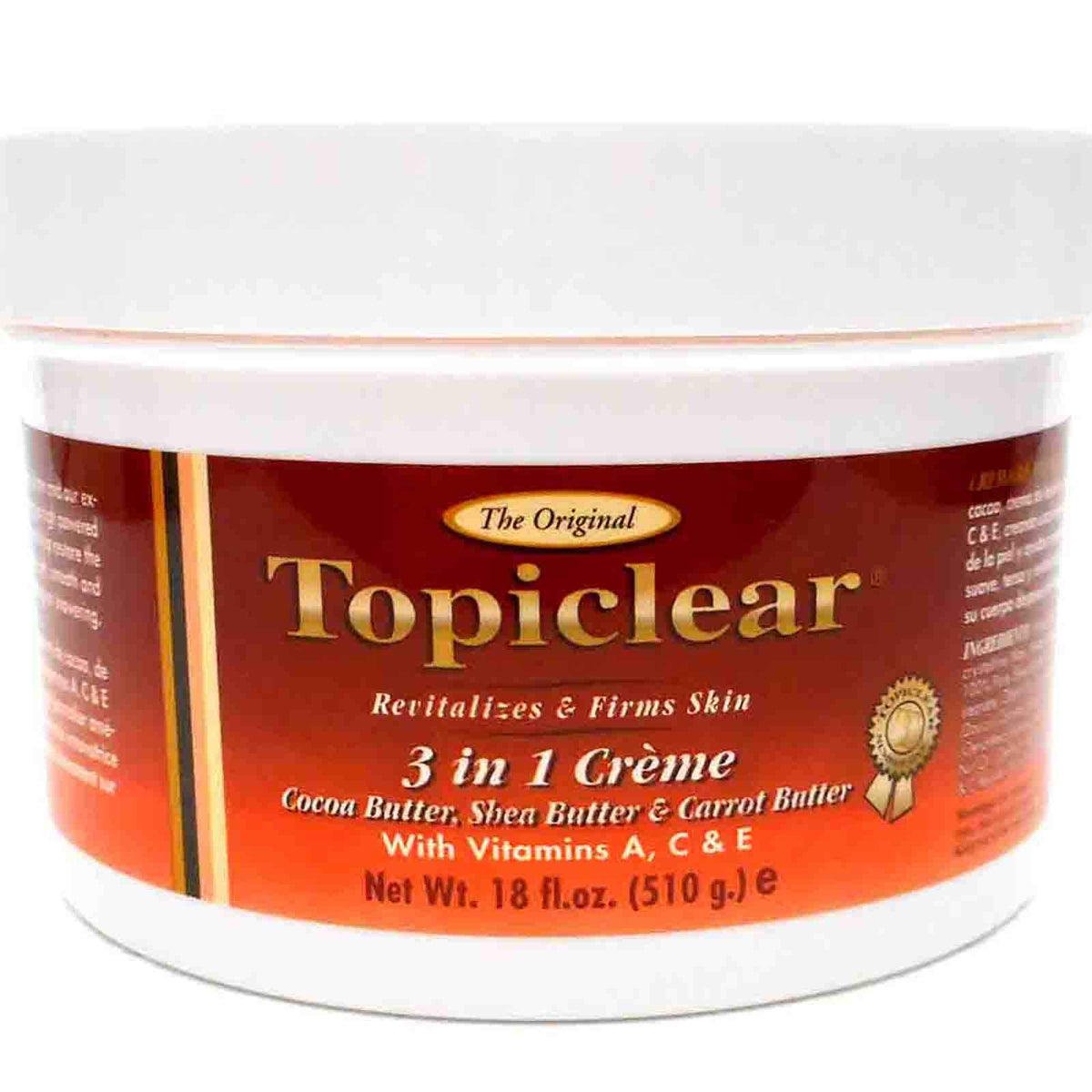 Topiclear front jar 18 fl oz showing label and size for long-lasting hydration