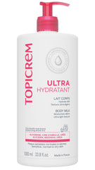 Topicrem front view of 1000ml bottle showing benefits and volume