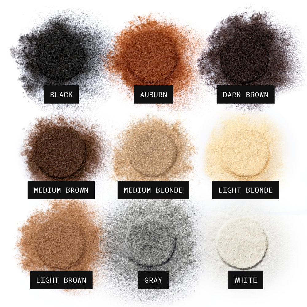 TOPPIK fibers applied at roots for quick color touch-up and concealment