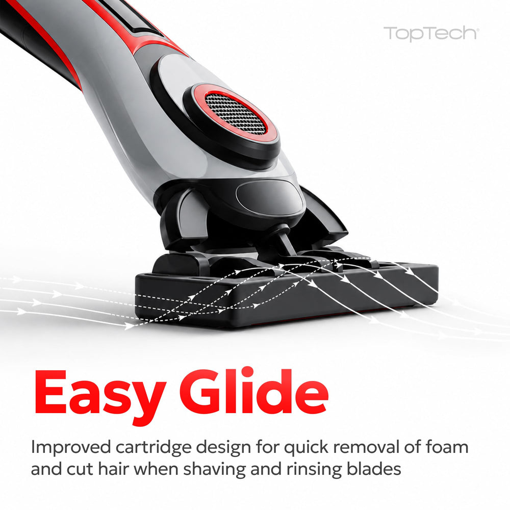 TopTech cartridge in use shaving face demonstrating comfortable glide