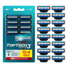 Toptech front packaging showing 12 refill cartridges and benefits