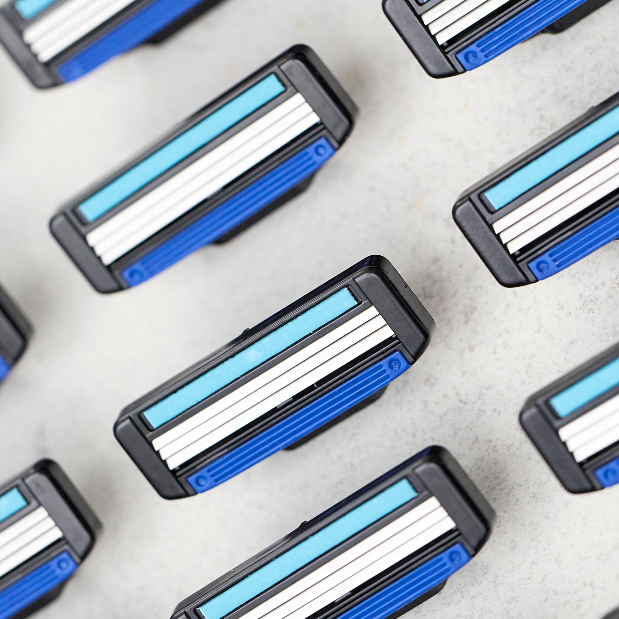 Toptech refills arranged in a bathroom setting conveying everyday convenience