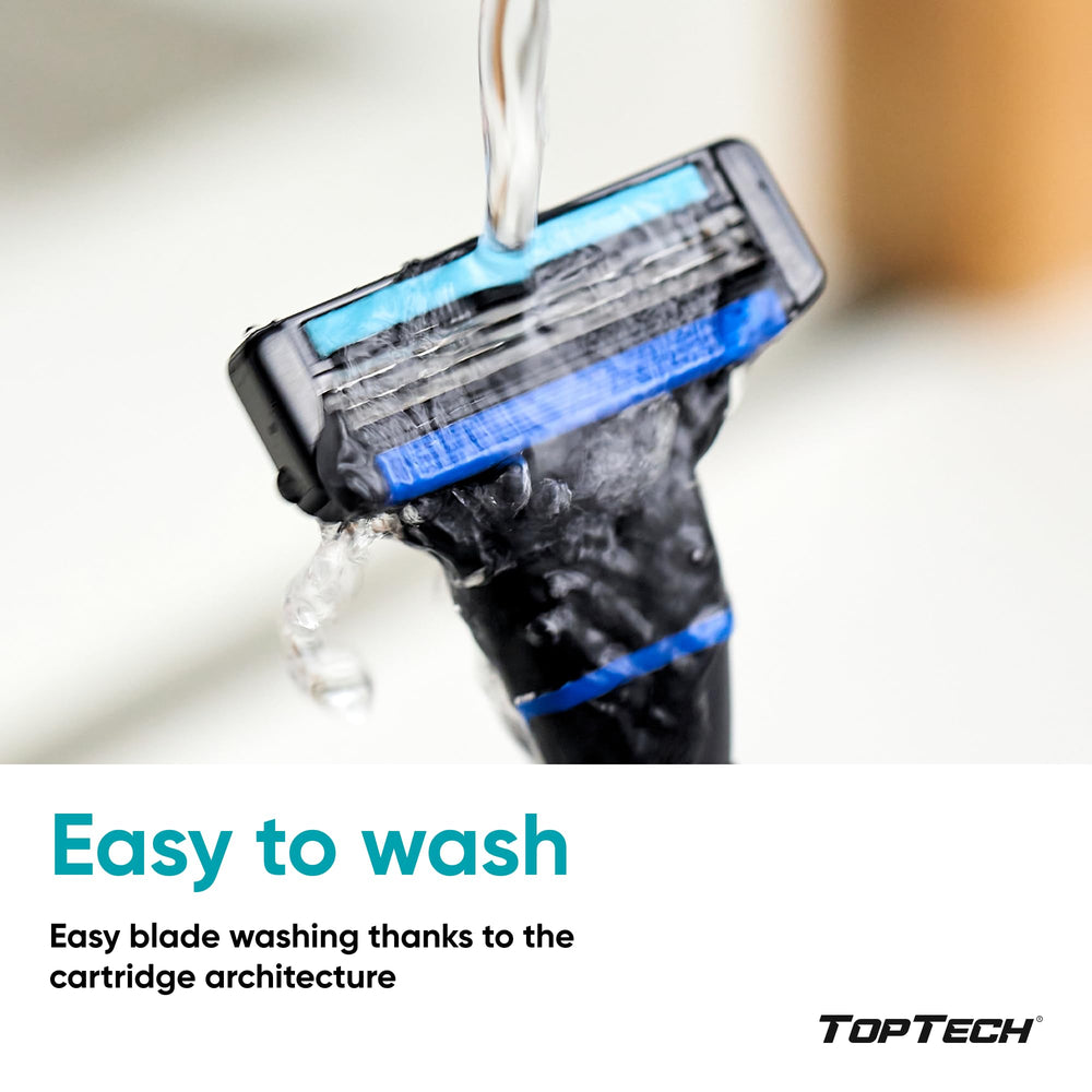 Toptech cartridge held in hand to show size and scale for ease of use