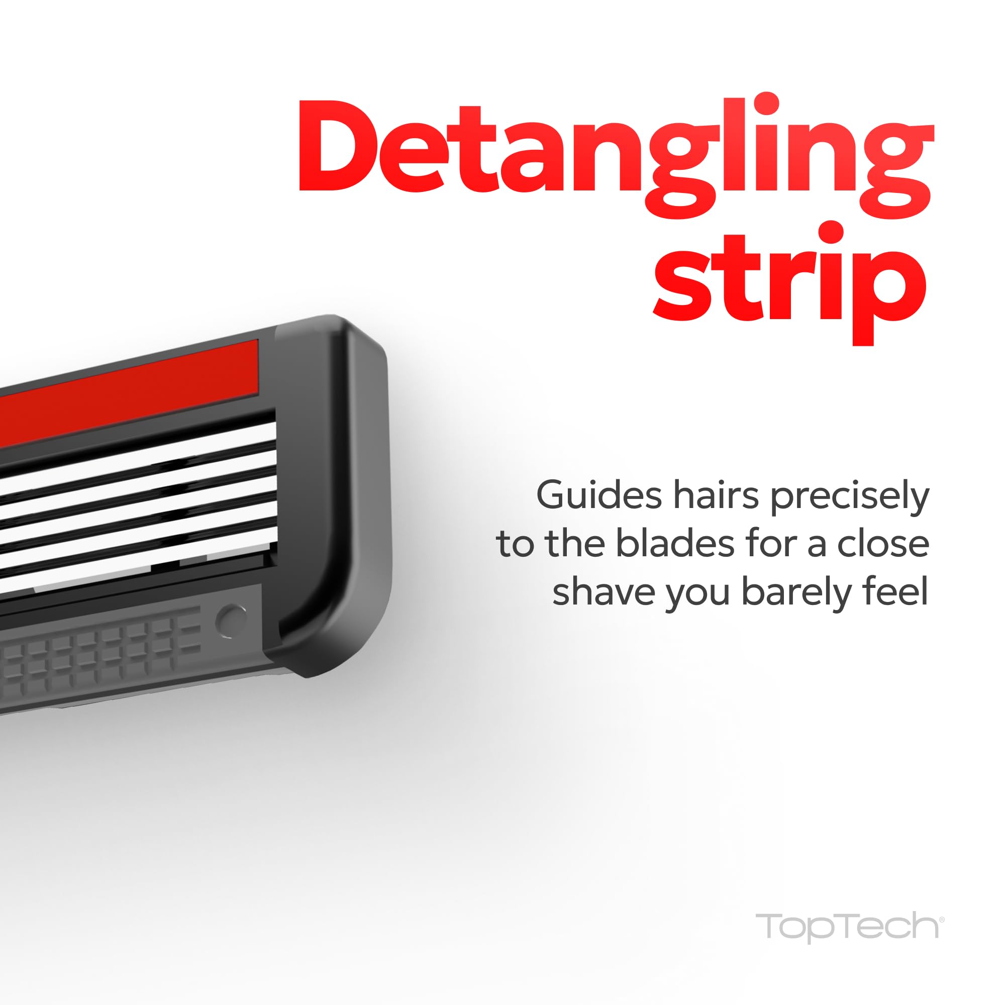 TopTech rinsing cartridge under tap illustrating quick foam and hair removal