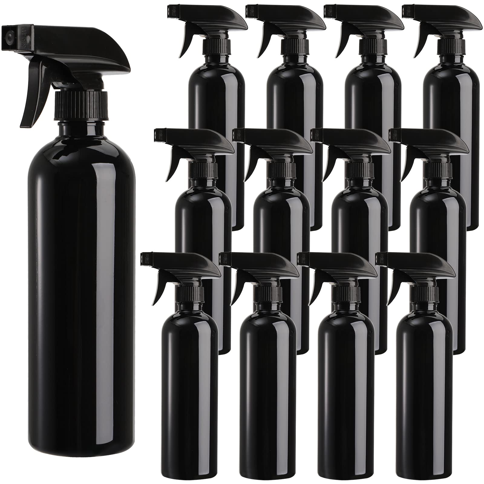 TOPZEA front view of 12-pack black bottles showing organized set and consistent finish