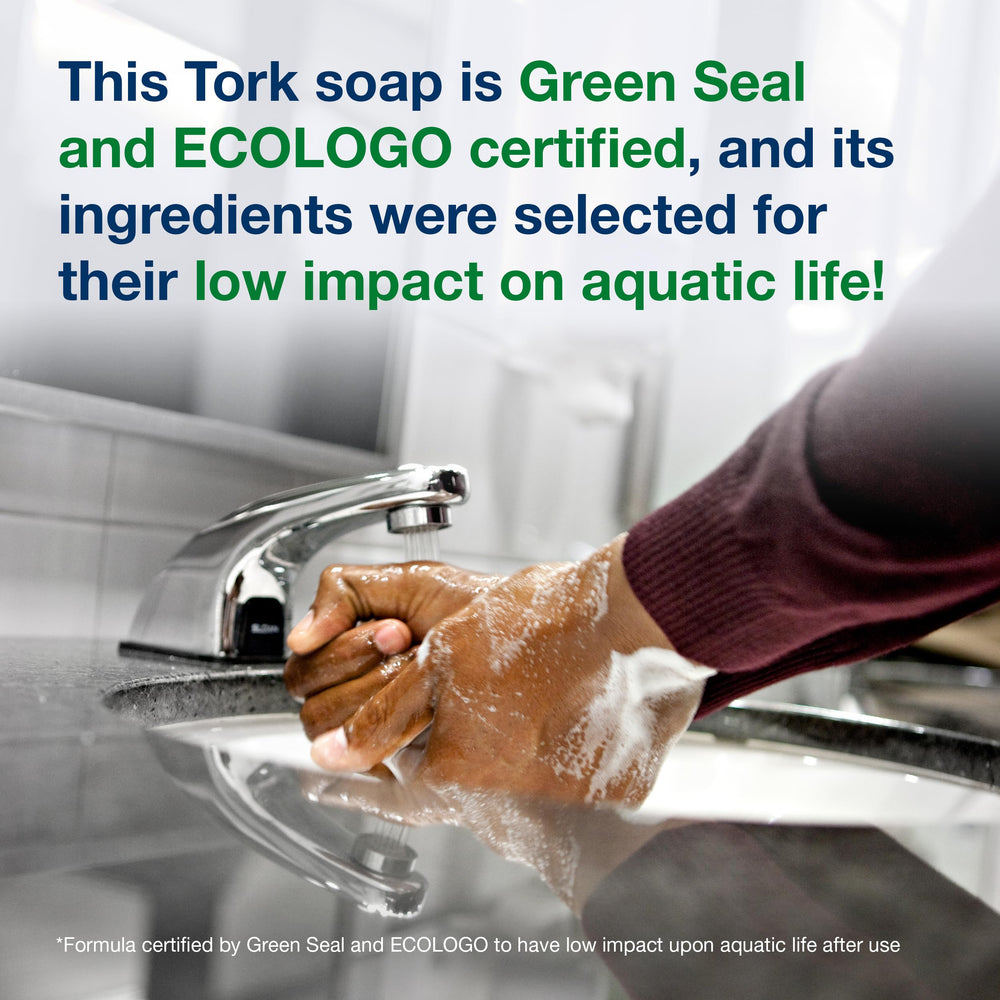 Tork extra mild next to ruler showing 1 L size for refill planning