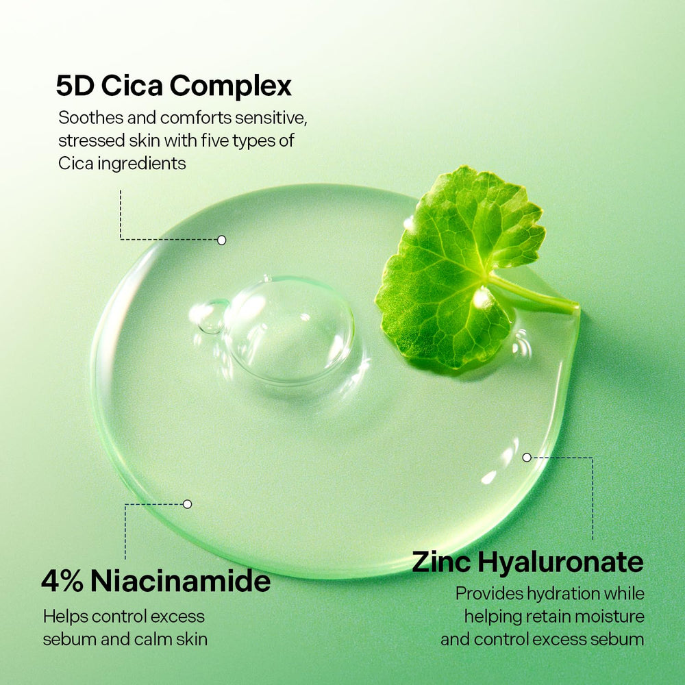 Torriden ingredient label showing 5D Cica and 4% niacinamide benefits