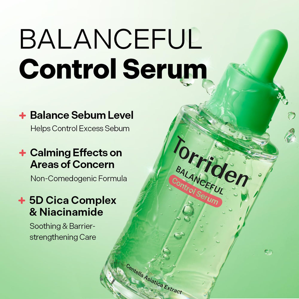 Torriden serum texture droplet on fingertip, shows lightweight absorption