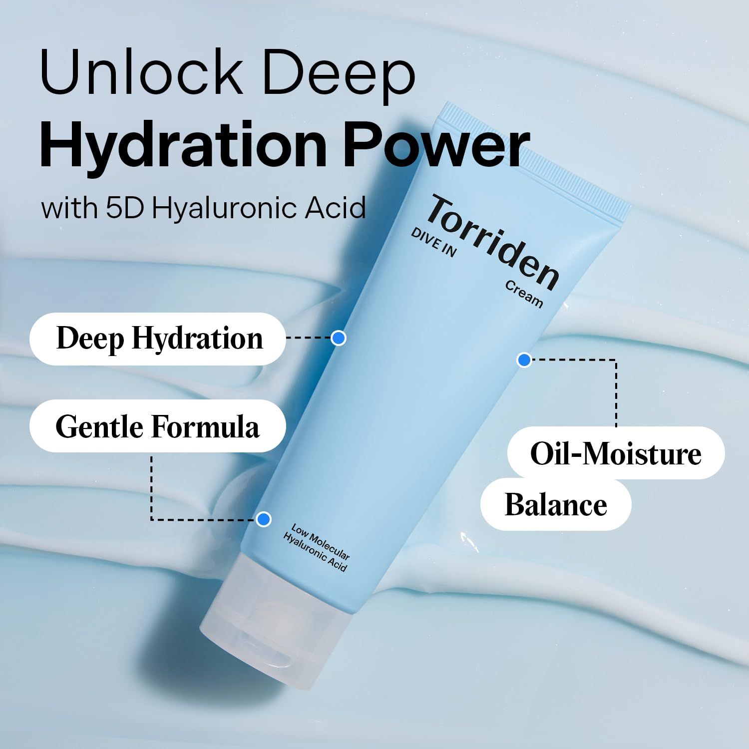 Torriden cream texture close-up illustrating smooth lightweight hydration