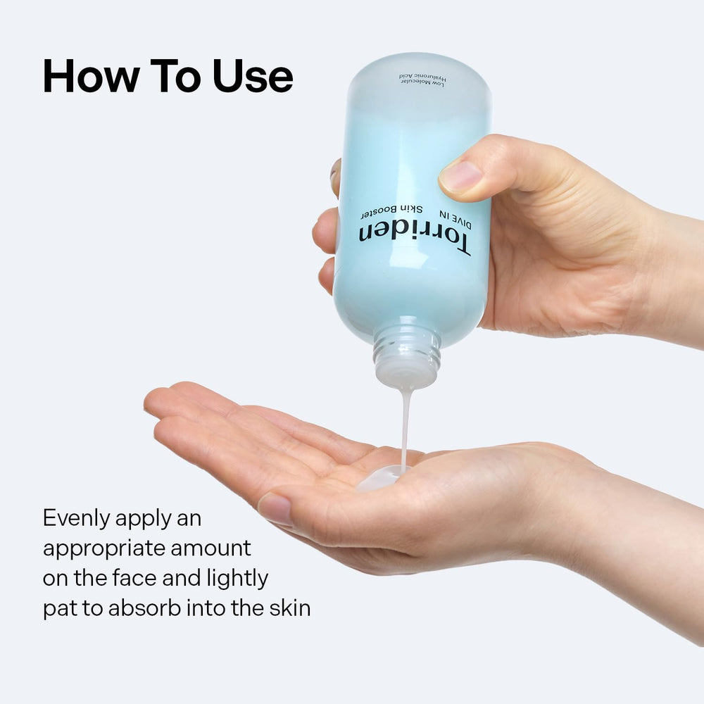 Essence spread on skin with Torriden label showing quick absorption