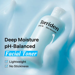 Torriden ingredient panel highlighting hyaluronic, panthenol, ceramide