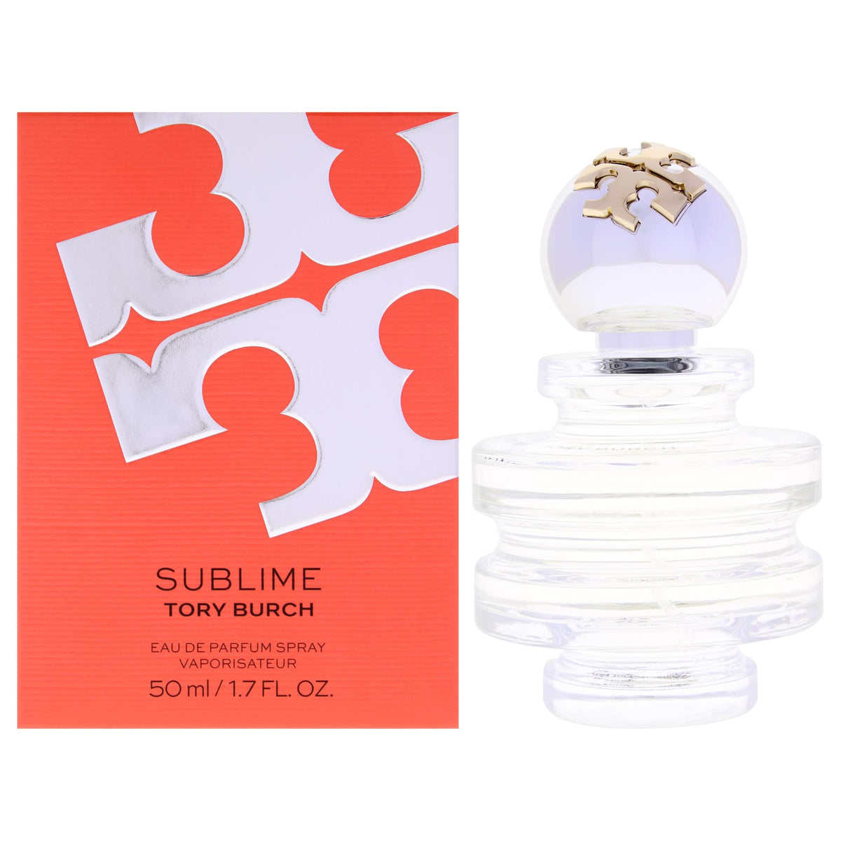 Tory Burch bottle front showing elegant label and refined silhouette benefit of chic presentation