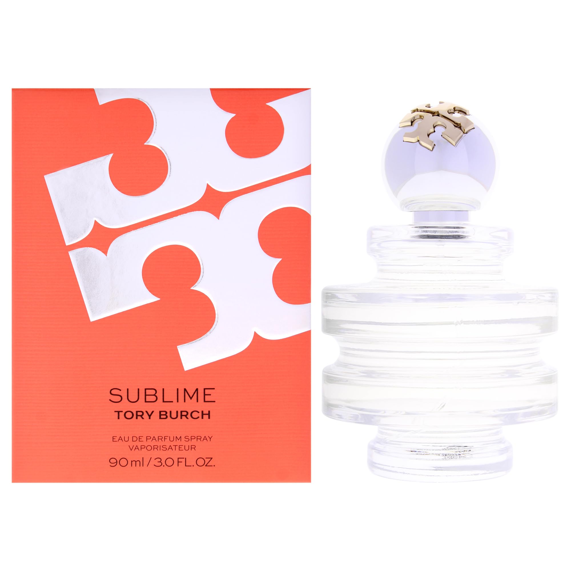 Tory Burch Sublime front bottle showing elegant glass and label for confident presentation