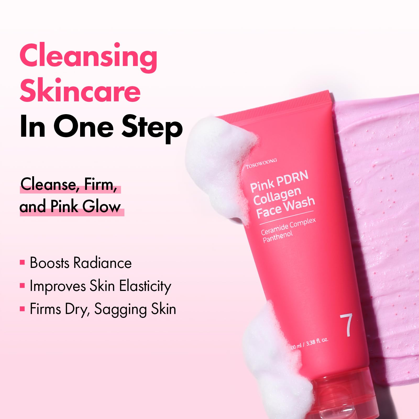 TOSOWOONG mochi whip foam close-up illustrating gentle cleansing