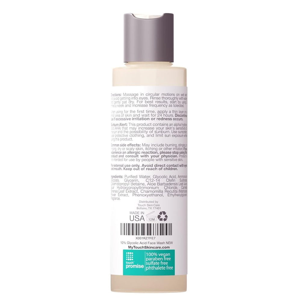 TOUCH bottle next to a hand to show 6 oz size and travel-friendly scale