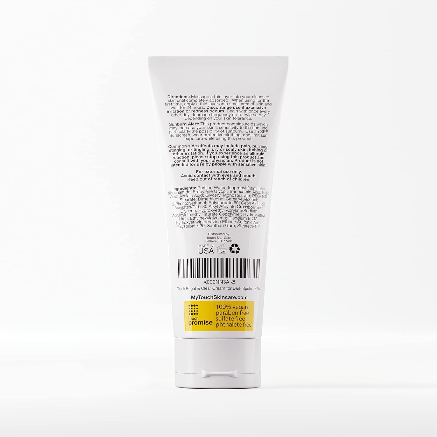 TOUCH packaging with jar showing product authenticity and ingredients