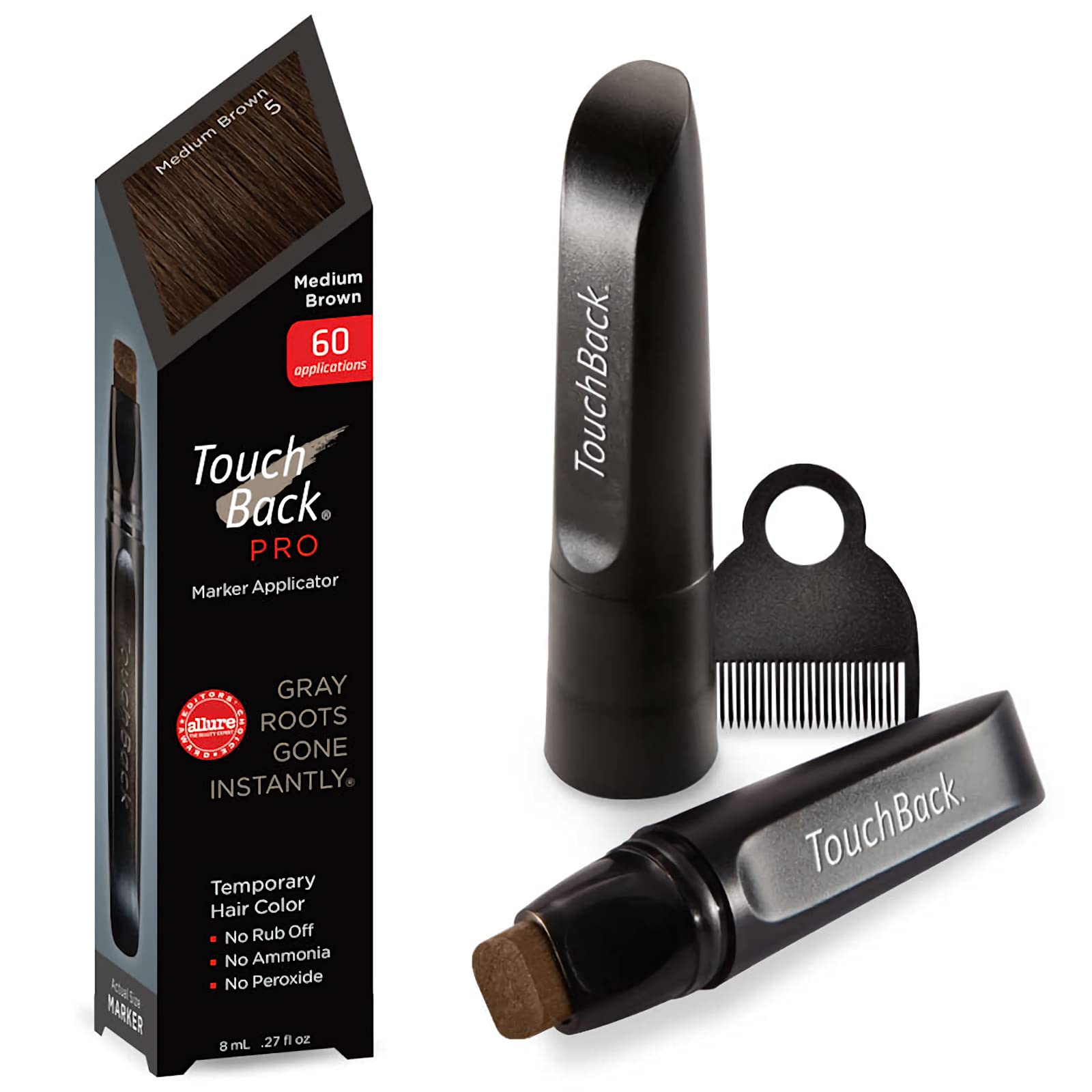 TouchBack front packaging showing medium brown marker and product name for instant coverage