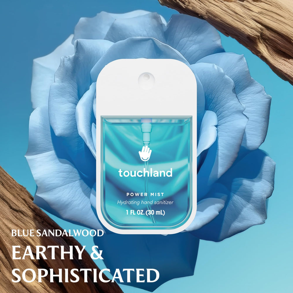 Touchland four scent bottles arranged to show Wild Watermelon and Beach Coco variety