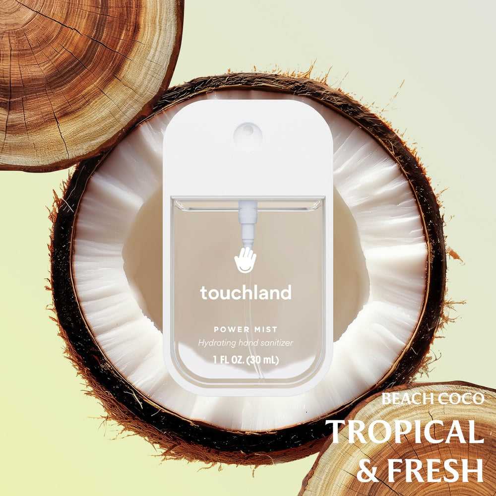 Touchland texture drop on skin highlighting hydrating formula with aloe vera benefit