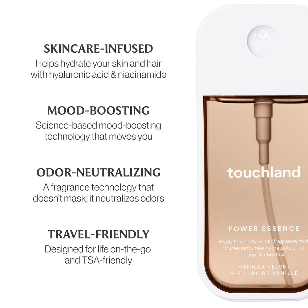 Touchland styled flatlay with accessories showcasing how the set complements daily routines