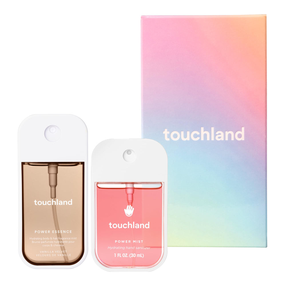 Touchland front packaging showing the travel-friendly Sweet Rush duo and easy grab convenience