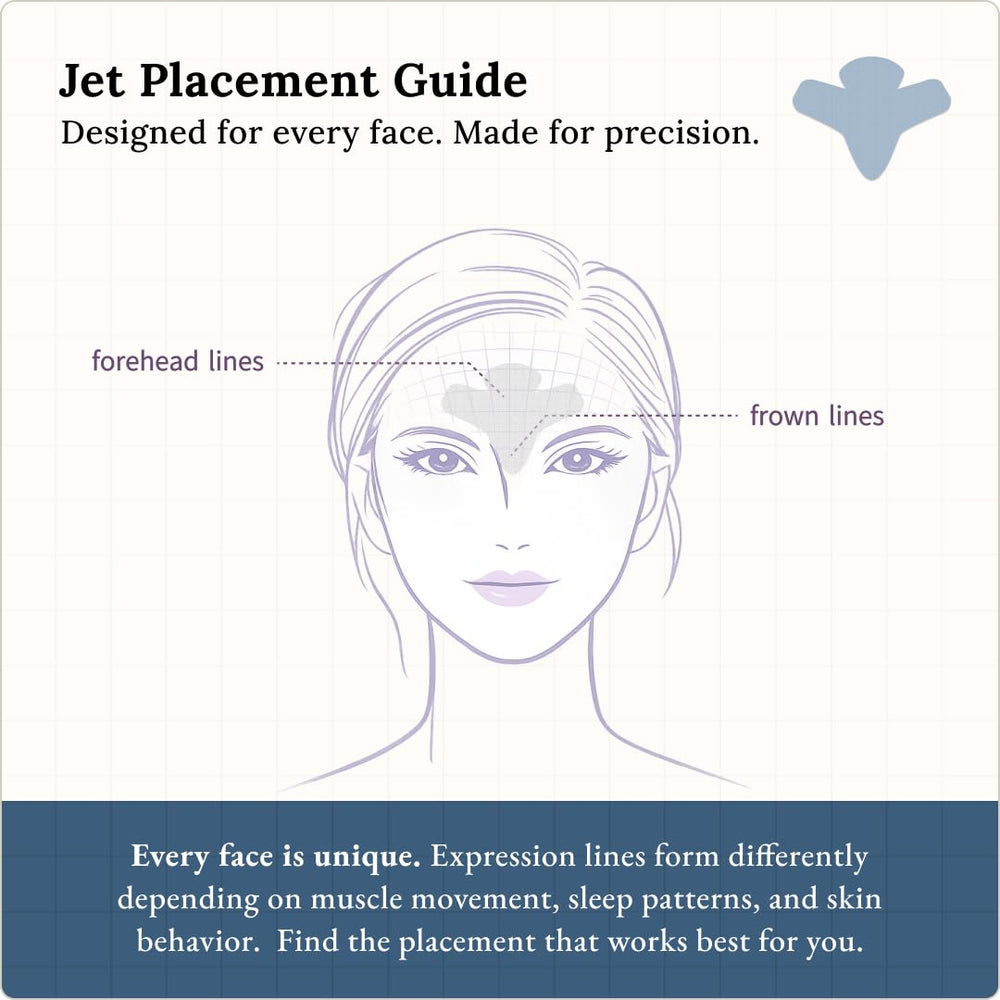 Toute Nuit patch applied on forehead demonstrating crease coverage benefit