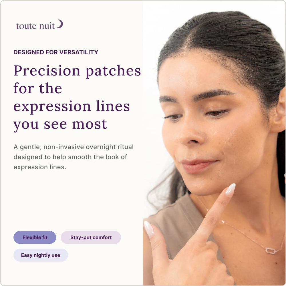 Toute Nuit eye patch applied under eye showing discreet overnight wear