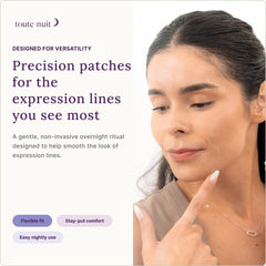 Toute Nuit eye patch applied under eye showing discreet overnight wear