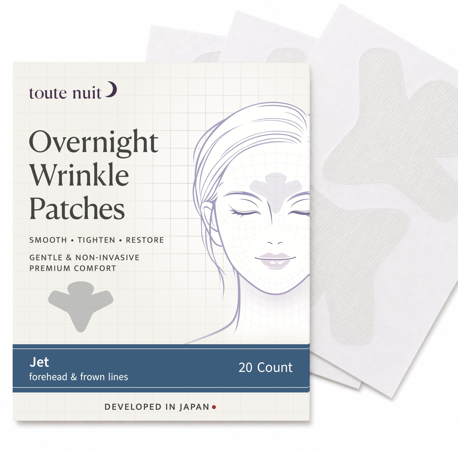 Toute Nuit pack front view showing 20-count and clear benefits