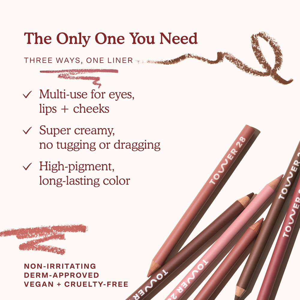Tower 28 lip application on model showcasing natural, hydrating matte benefit