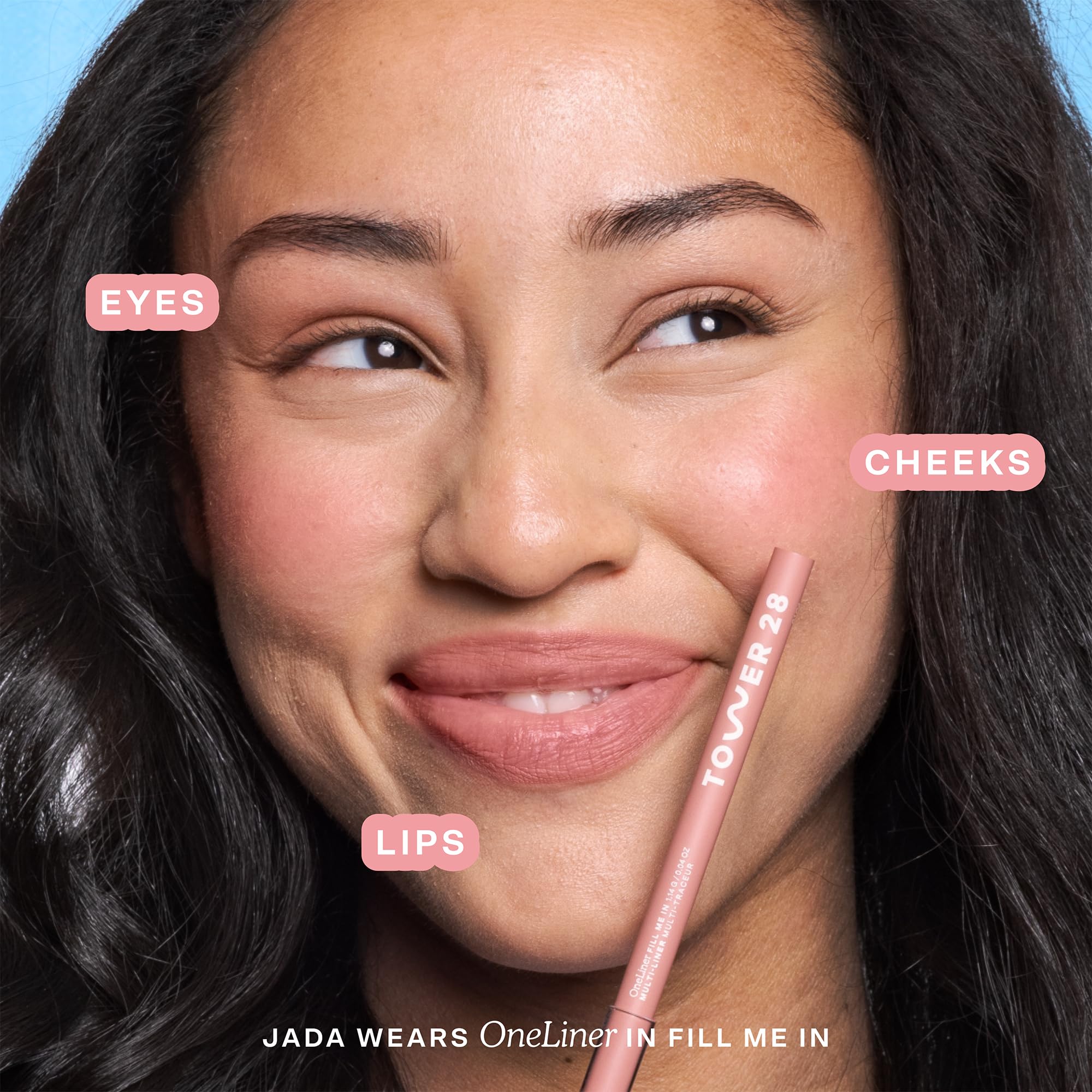 Tower 28 close-up of OneLiner tip highlighting creamy texture and smooth glide
