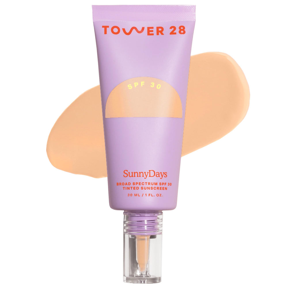 Tower 28 SunnyDays front packaging showing SPF 30 and shade 18 benefits