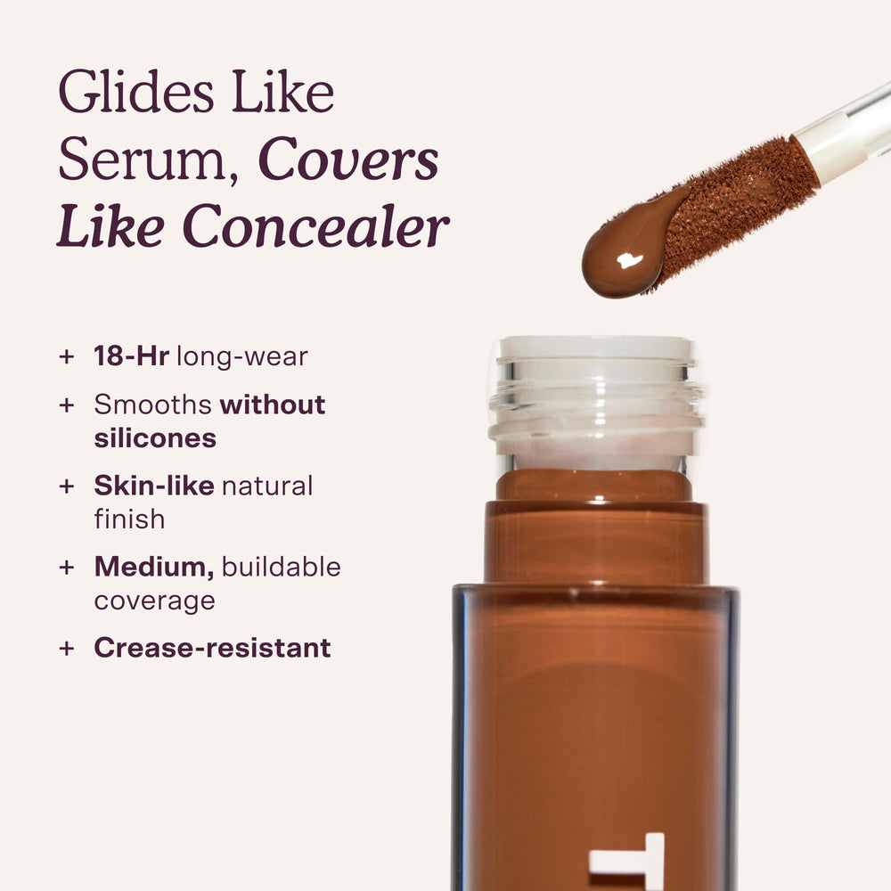 Tower 28 under-eye demo applying concealer to dark circles for brightening effect