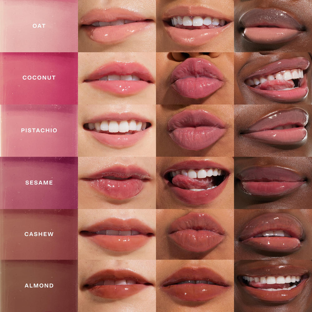 Tower 28 over lipstick application showing glossy topper benefit and enhanced shine