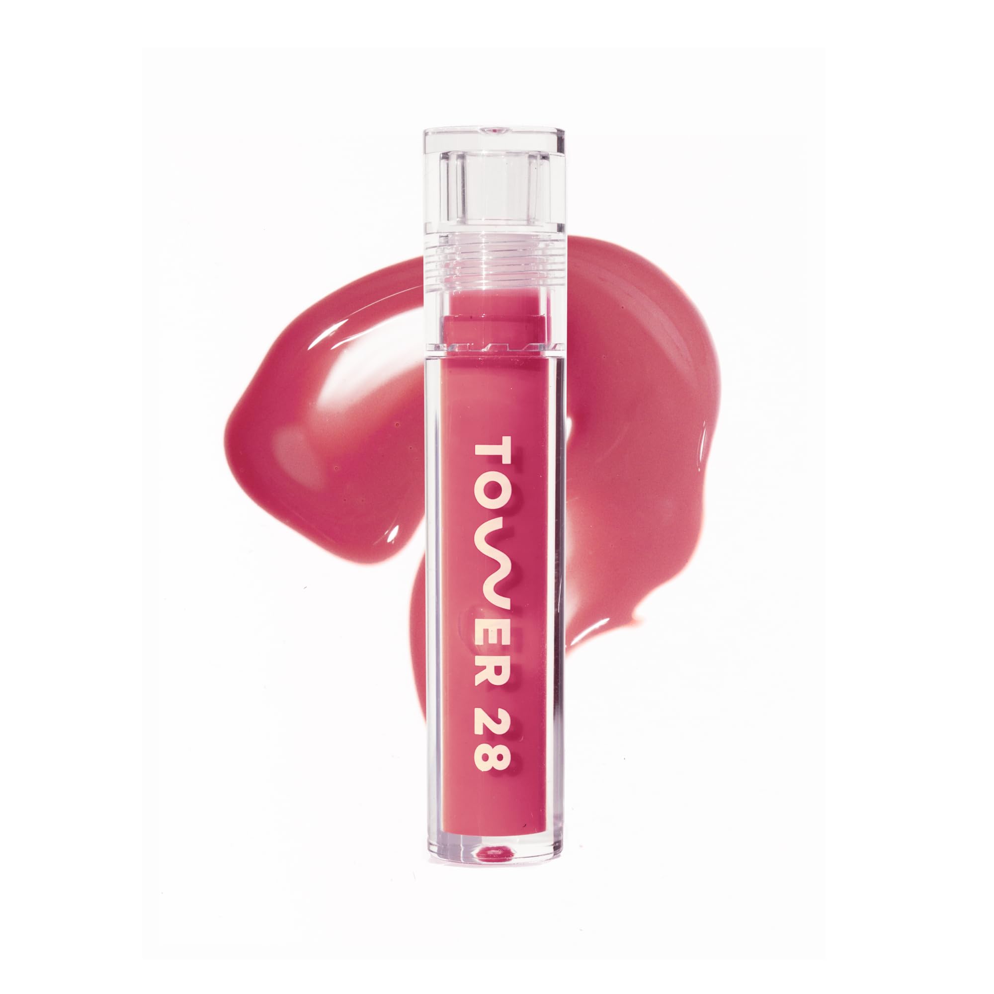 Tower 28 front packaging showing product and shade benefit hydrating gloss
