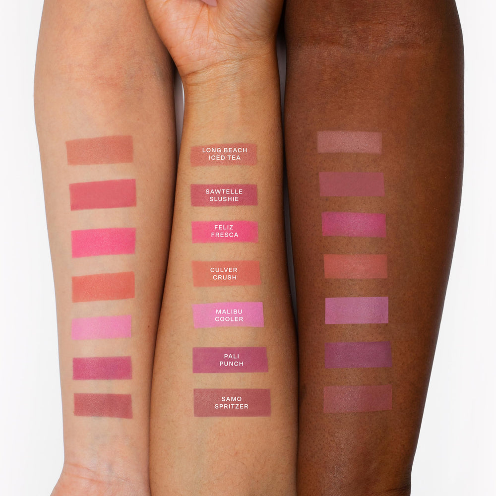 Tower 28 next to BeachPlease cream blush showing layering for enhanced color benefit
