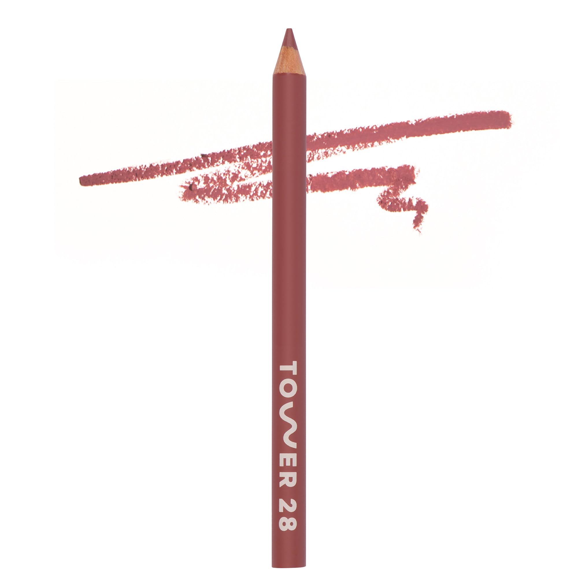 Tower 28 front packaging showing muted mauve pencil with clear benefit