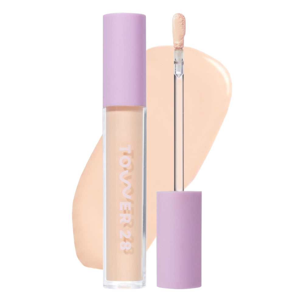 Tower 28 front packaging showing compact concealer tube and branding benefit: clean design