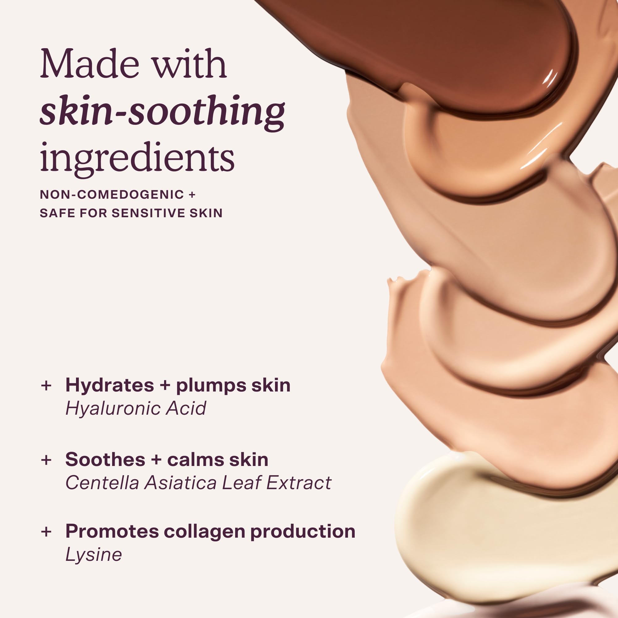 Tower 28 ingredient highlight showing hyaluronic acid and centella for soothing hydration