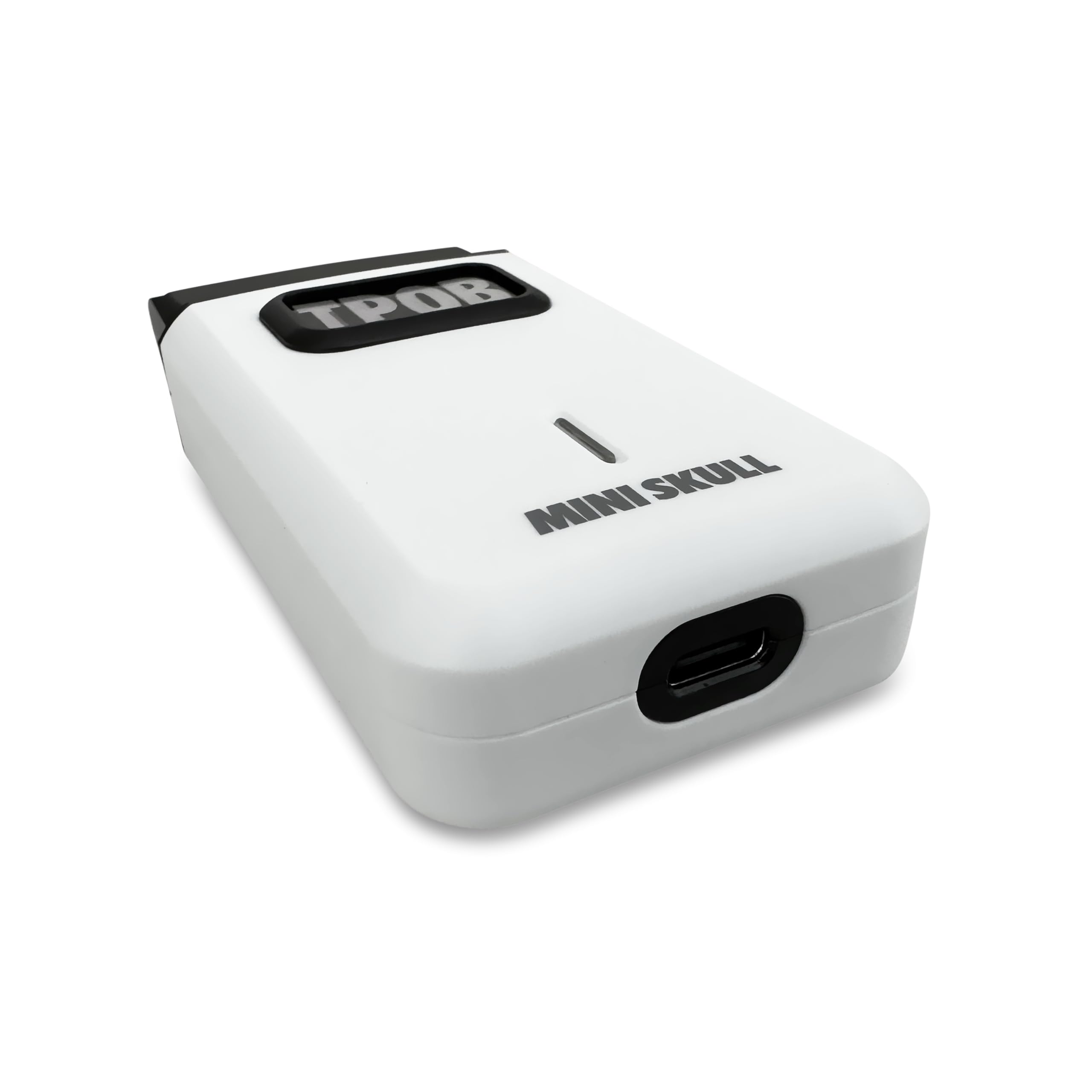TPOB Mini Skull held in hand demonstrating pocket-size portability and travel convenience