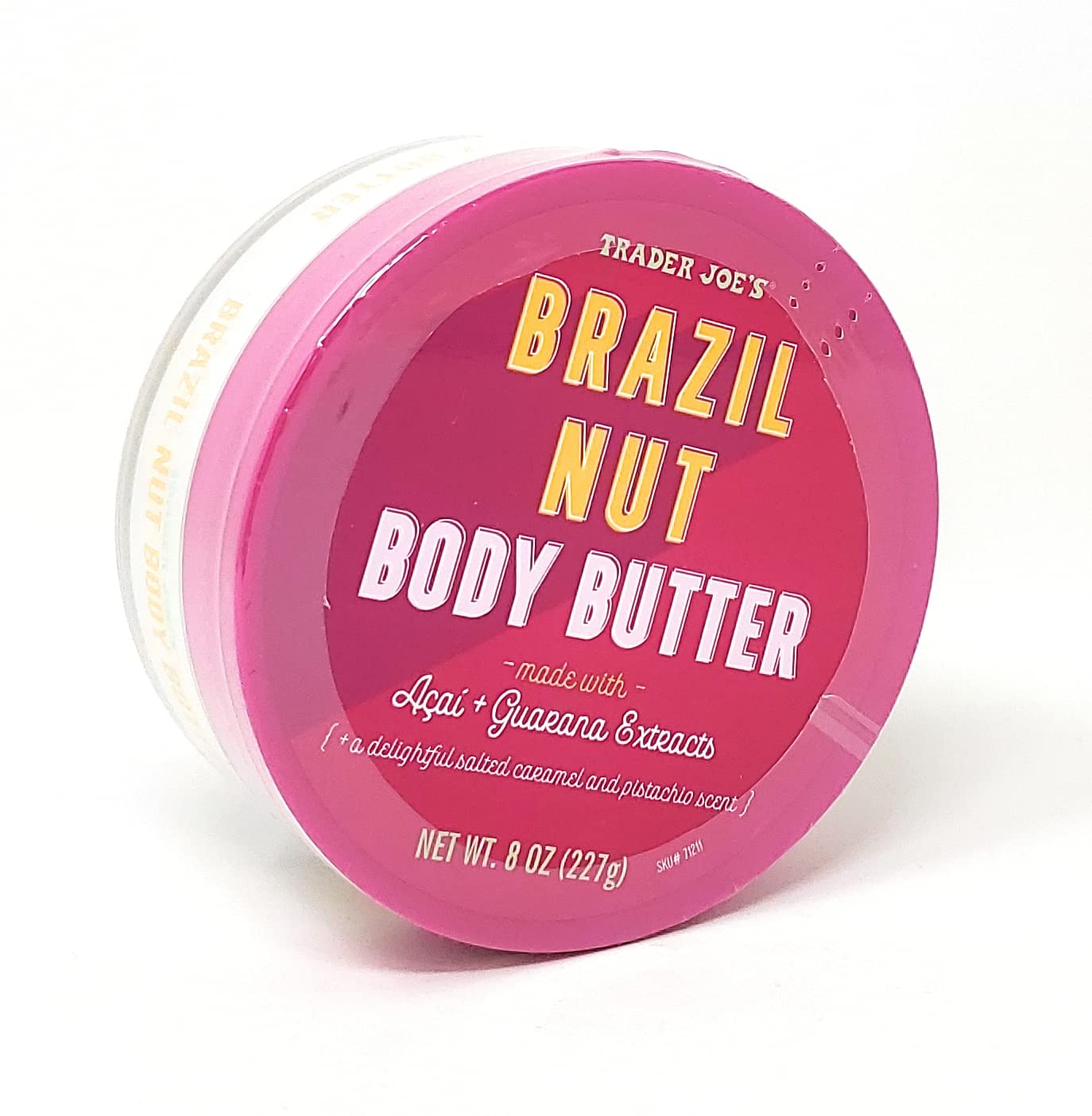 Trader Joe's body butter on a bathroom shelf styled with towels showing at-home moisturizing ritual