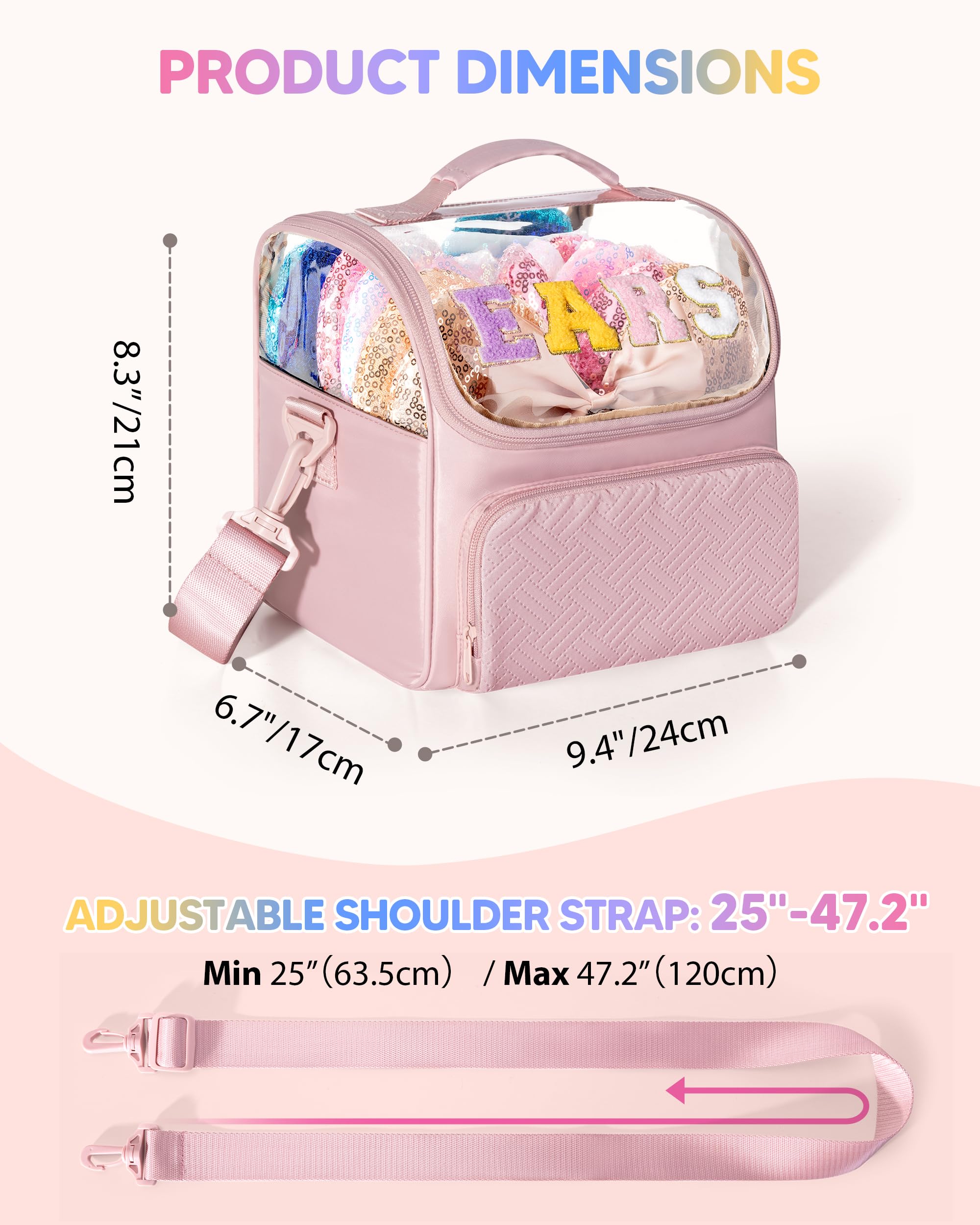 Trahzia size comparison with headbands demonstrating capacity and scale