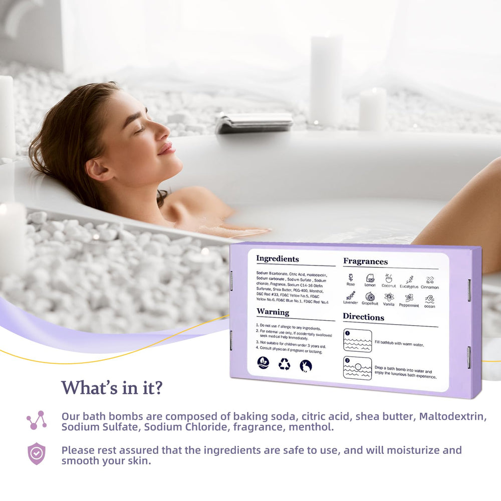 TranquilBliss scent labels displayed with ingredient callouts to help shoppers choose