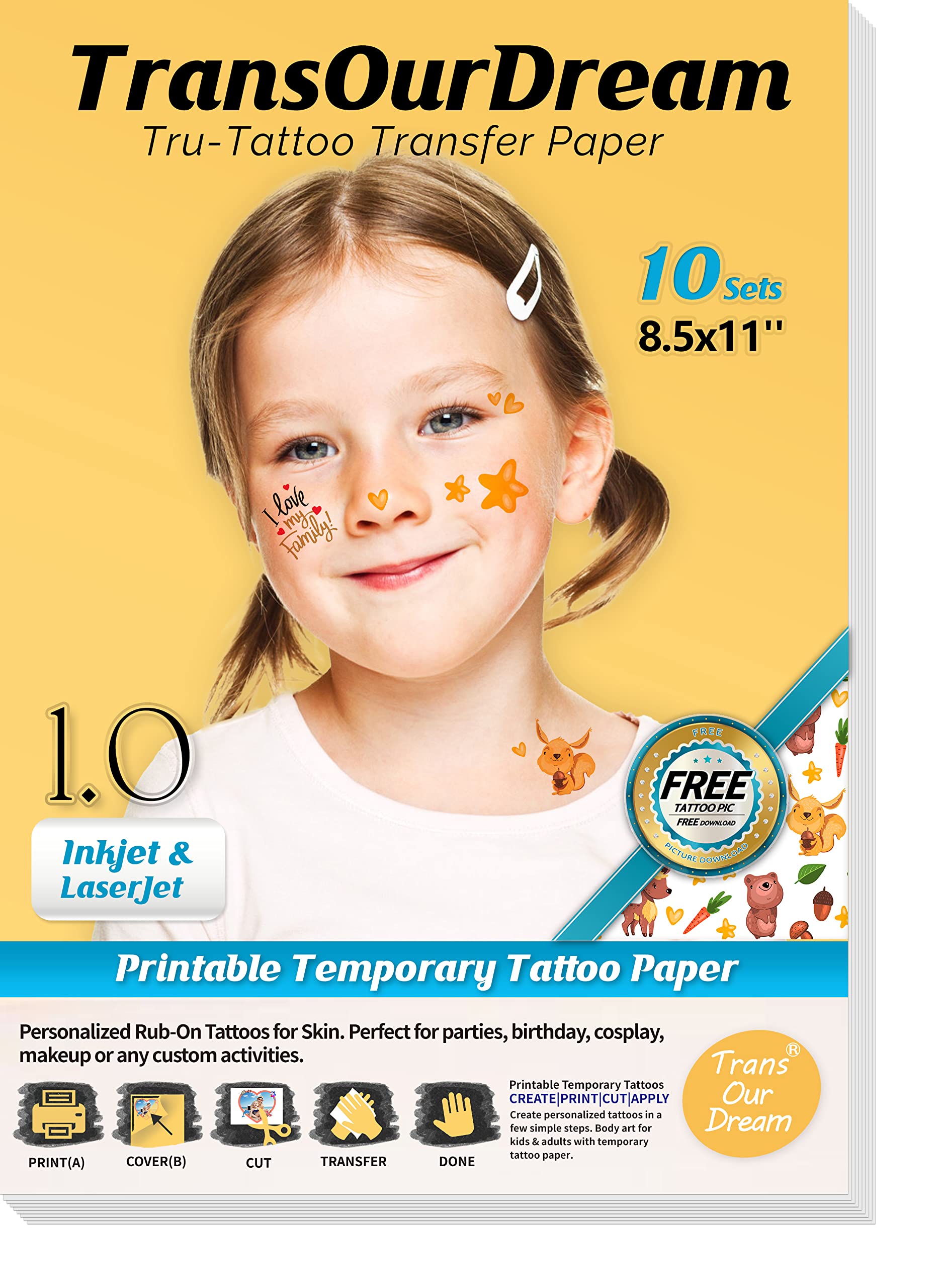 TransOurDream front packaging showing sheets and branding for easy selection