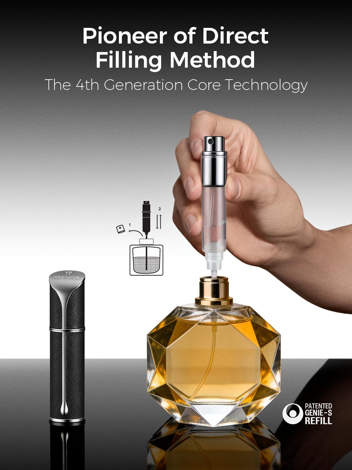 Travalo AQUA bottom refill mechanism illustrating quick spill-free refill benefit