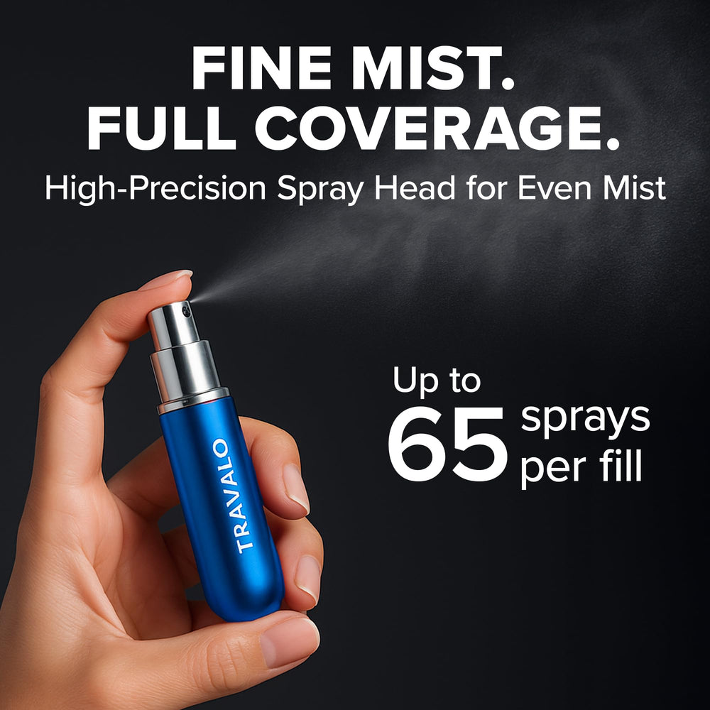 Travalo nozzle detail illustrating HD spray head for even misting benefit