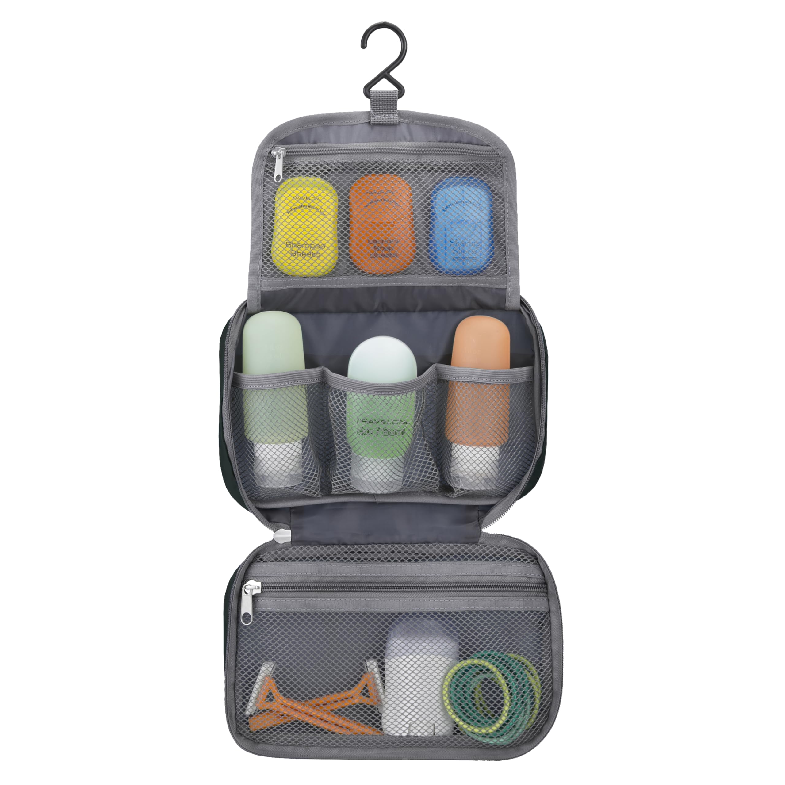 Travelon close-up of mesh pouch showing visibility of contents for faster item selection benefit