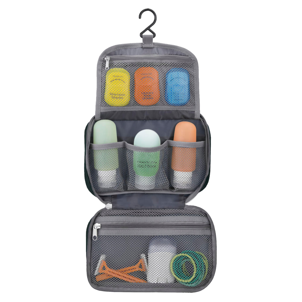 Travelon close-up of mesh pouch showing visibility of contents for faster item selection benefit